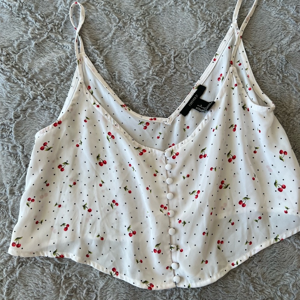 Cherry white tank top